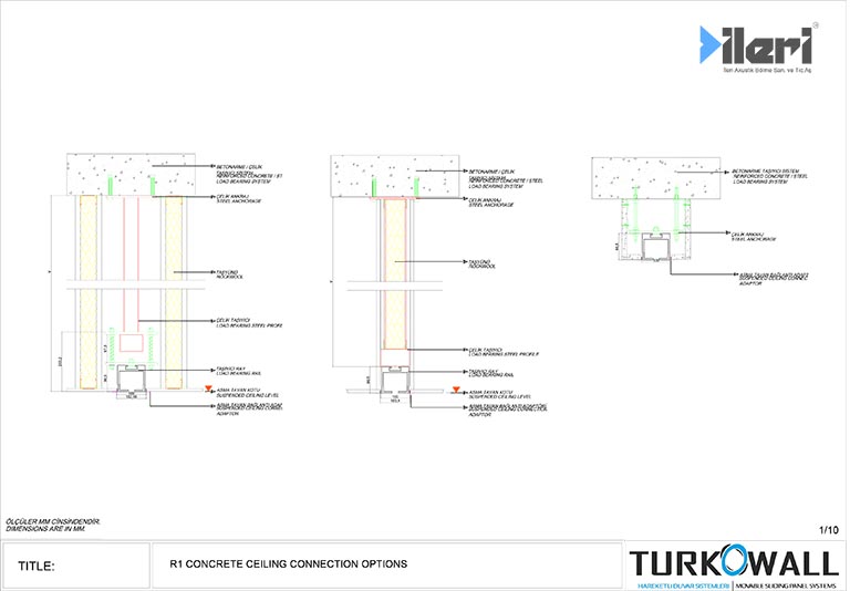 Movable partition wall ceiling carrier system details