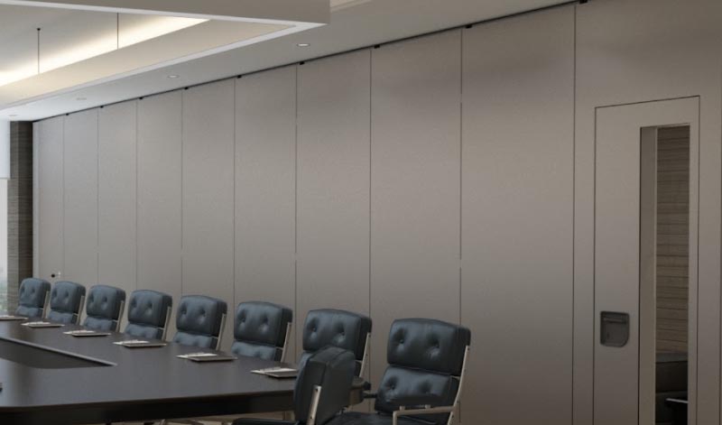 Electric folding movable partition wall folding position