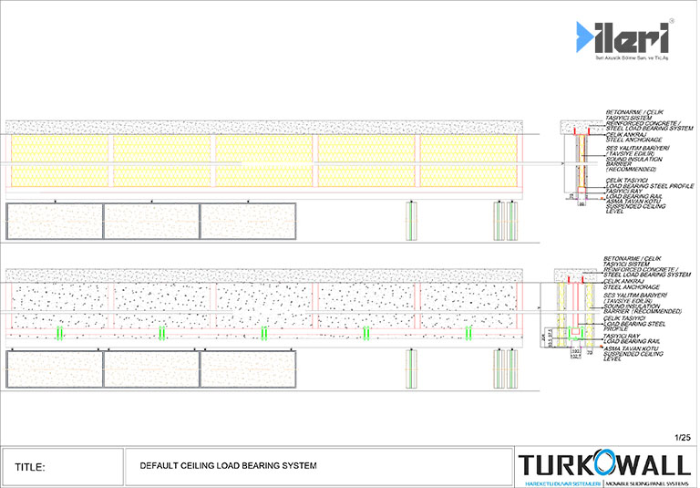 Movable partition wall ceiling connection details