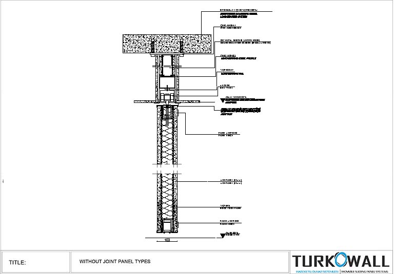 Panfold semi-automatic folding wall system vertical section