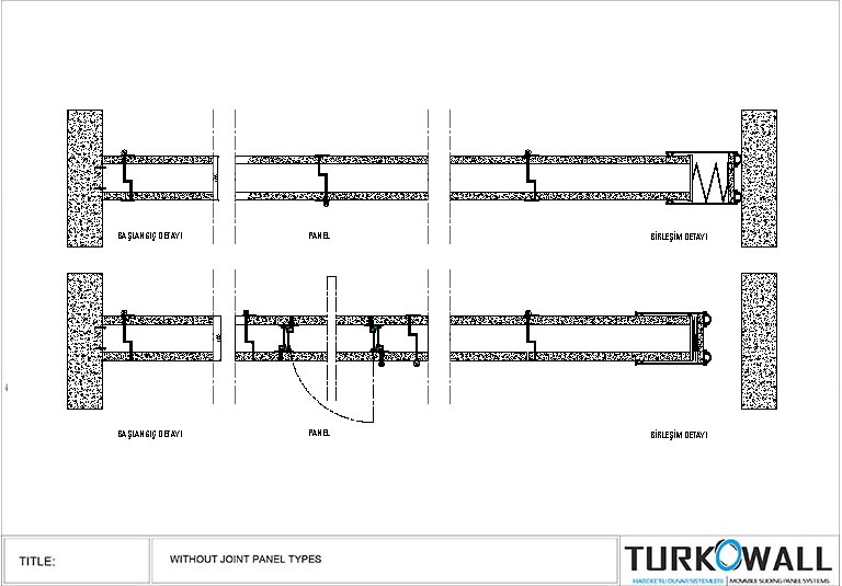Panfold yarı katlanır duvar sistem yatay kesiti