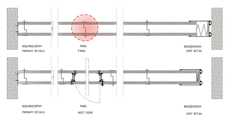 Panglass basic folding partition wall horizontal sections