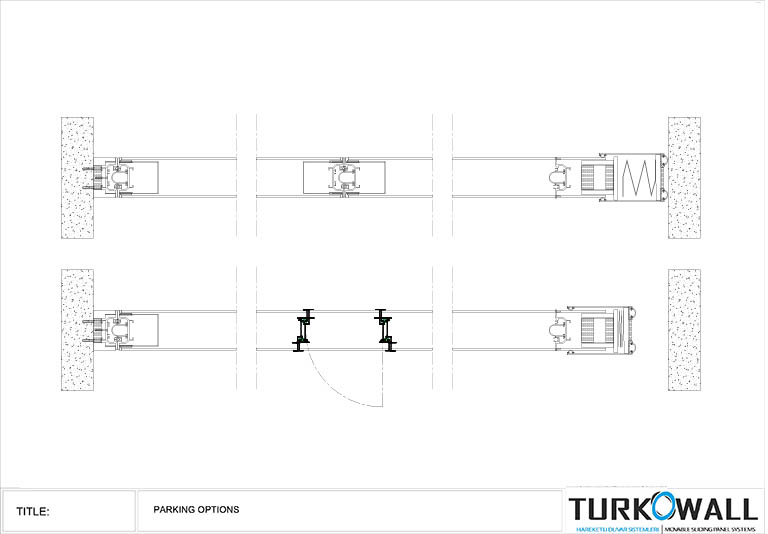 Panglass Horizontal section of double glazed semi-automatic movable wall system