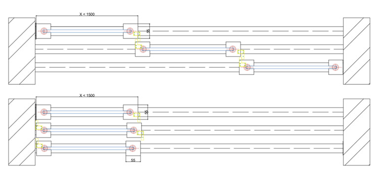 Panslide glass camlı hareketli bölme duvar basic yatay kesitler